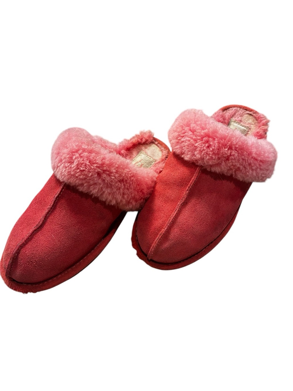 UGG Women's Pink Suede Shearling-Lined Slip-On Slippers